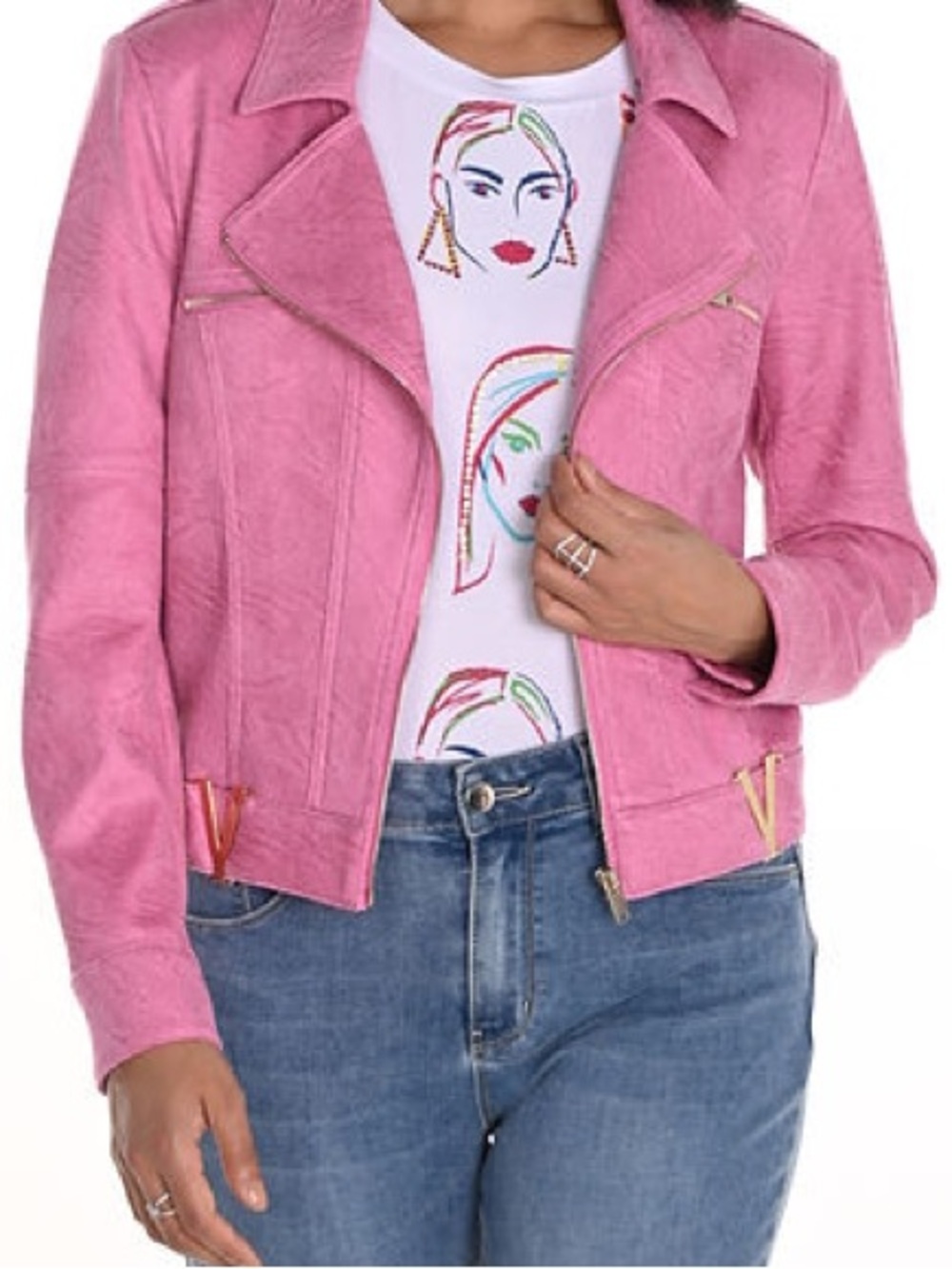 Frank Lyman NWOT. Sz. L. Pink Moto Jacket